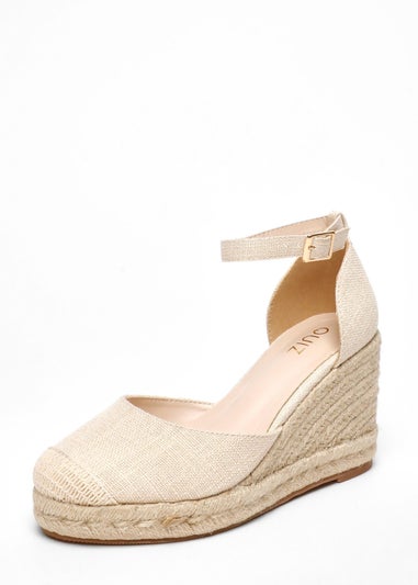 Quiz Cream Natural Woven High Wedges