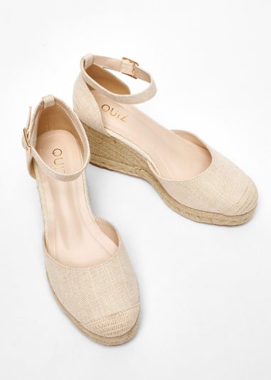 Quiz Cream Natural Woven High Wedges