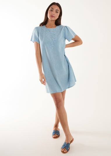 Blue Vanilla Blue Embroidered Mini Dress