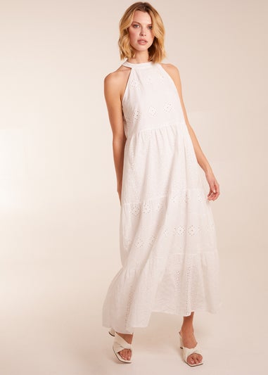 Blue Vanilla Ivory Halter Neck Crochet Detailed Maxi Dress