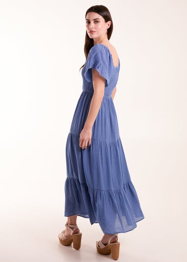 Blue Vanilla Blue Square Neck Flutter Sleeve Dress