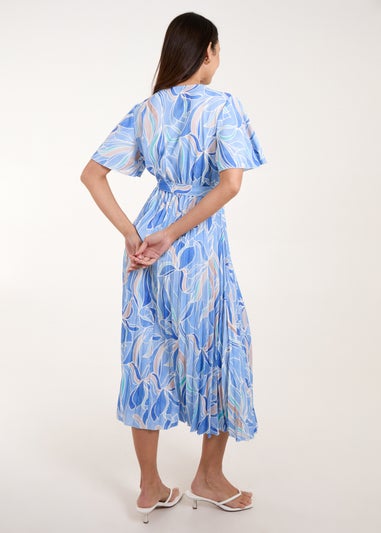 Blue Vanilla Blue Wrap Over Printed Pleated Dress