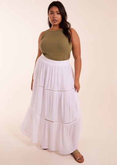 Blue Vanilla Curve White  Ladder Trim Maxi Skirt