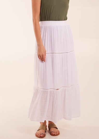 Blue Vanilla White Ladder Trim Maxi Skirt