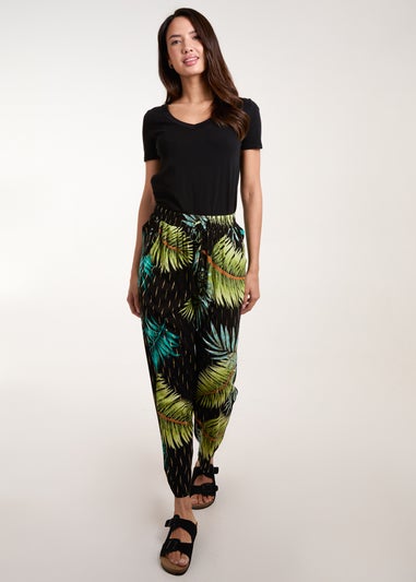 Blue Vanilla Black Palm Print Trousers