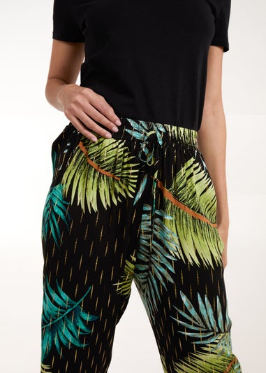 Blue Vanilla Black Palm Print Trousers