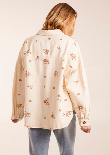 Blue Vanilla Beige Embroidered Overshirt