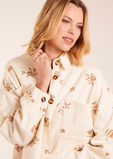 Blue Vanilla Beige Embroidered Overshirt