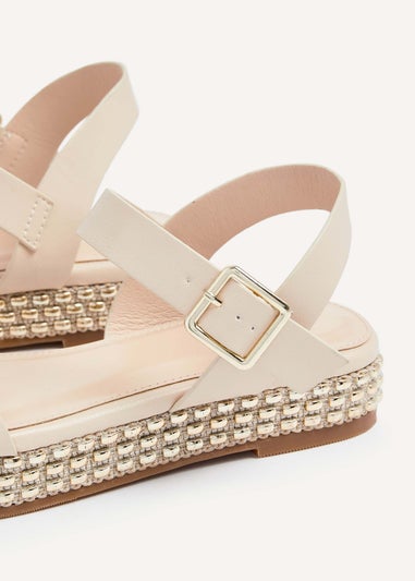 Linzi Marine Nude Faux Leather Flatform Sandal