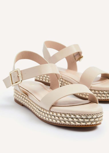 Linzi Marine Nude Faux Leather Flatform Sandal