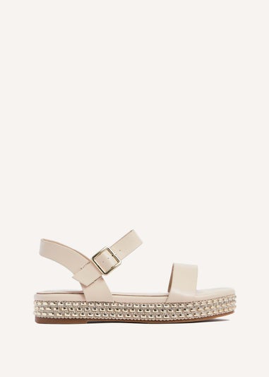 Linzi Marine Nude Faux Leather Flatform Sandal