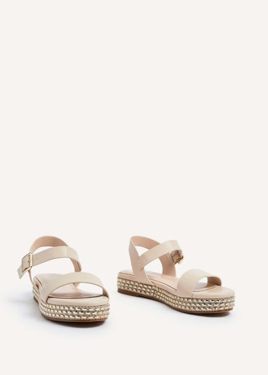 Linzi Marine Nude Faux Leather Flatform Sandal