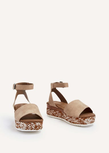 Linzi Coast Nude Faux Nubuck Flatform Two Part Sandal