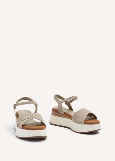 Linzi Maple Taupe Faux Nubuck Crossover Sporty Sole Flatform Sandal