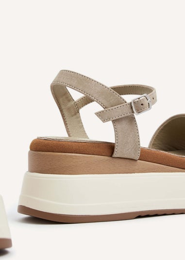 Linzi Maple Taupe Faux Nubuck Crossover Sporty Sole Flatform Sandal