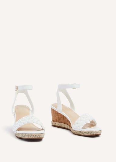 Linzi Regan White Faux Leather Plaited Wedge