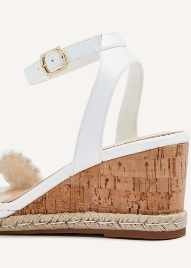 Linzi Regan White Faux Leather Plaited Wedge