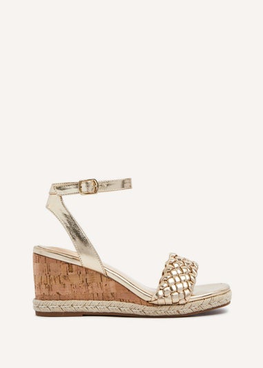 Linzi Regan Gold Faux Leather Plaited Wedge