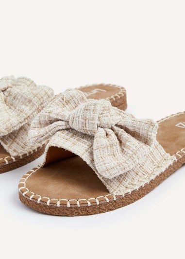 Linzi Detroit Nude and White Gingham Slip On Slider