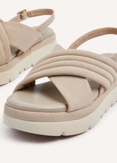 Linzi Shae Stone Faux Nubuck Padded Crossover Flatform Sandals