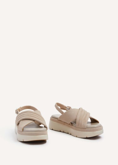 Linzi Shae Stone Faux Nubuck Padded Crossover Flatform Sandals