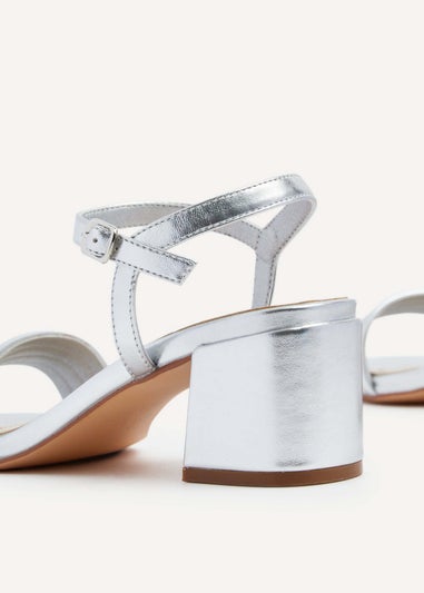 Linzi Toronto Silver Faux Leather Block Heeled Sandal