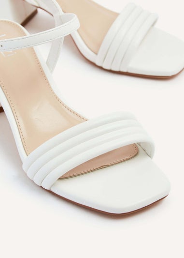 Linzi Toronto White Faux Leather Block Heeled Sandal