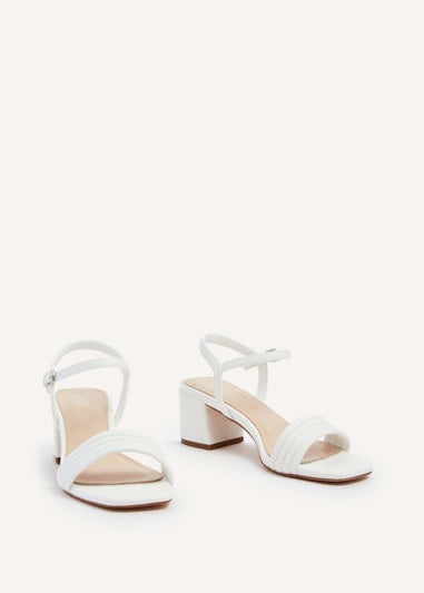 Linzi Toronto White Faux Leather Block Heeled Sandal