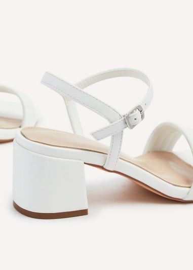 Linzi Toronto White Faux Leather Block Heeled Sandal