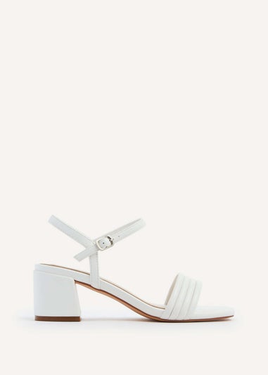 Linzi Toronto White Faux Leather Block Heeled Sandal