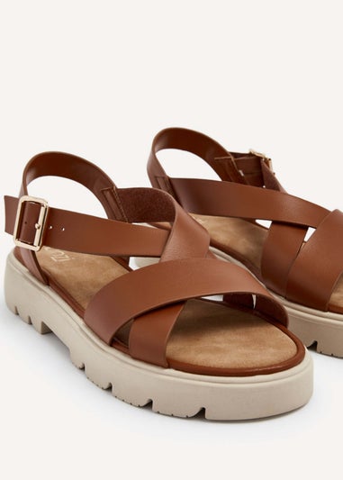 Linzi Blake Tan Faux Leather Chunky Sandal