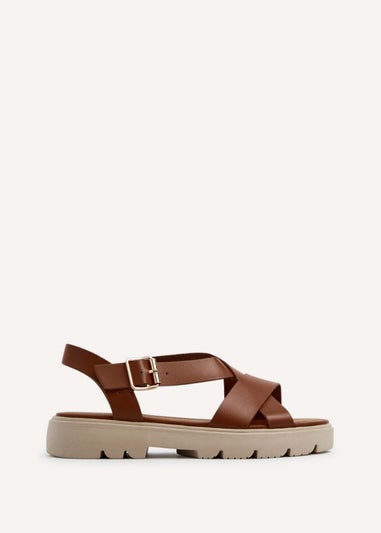 Linzi Blake Tan Faux Leather Chunky Sandal