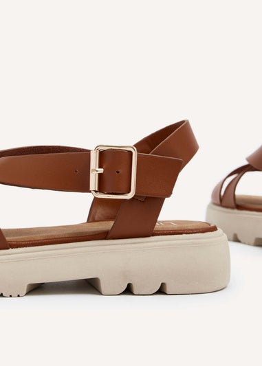 Linzi Blake Tan Faux Leather Chunky Sandal