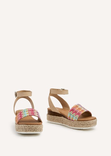 Linzi Anya Multi Coloured Raffia Flatform Sandal