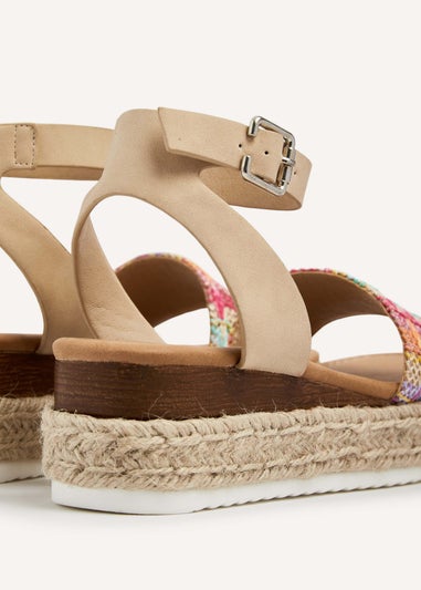 Linzi Anya Multi Coloured Raffia Flatform Sandal