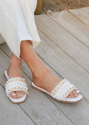 Linzi Lola White Faux Leather Slider