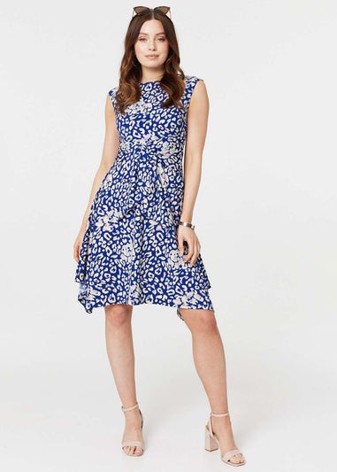 Izabel London Blue Animal Print Sleeveless Short Dress