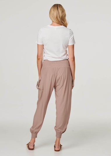 Izabel London Brown High Waist Pull On Tapered Pants