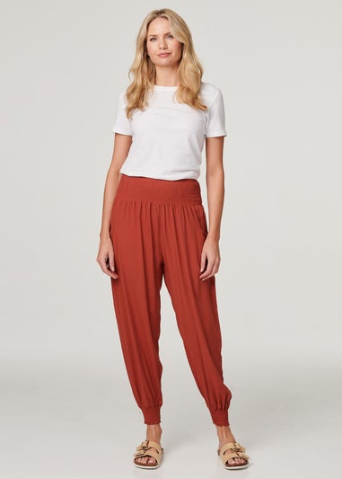 Izabel London Orange High Waist Pull On Tapered Pants