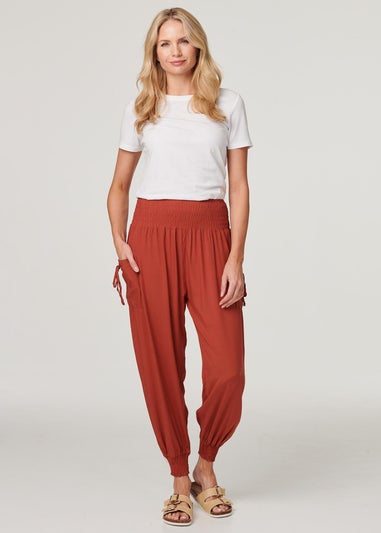 Izabel London Orange High Waist Pull On Tapered Pants