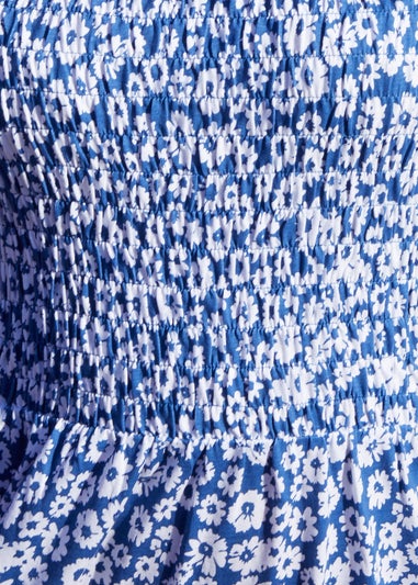 Threadbare Blue Cotton Jersey Hill Bandeau Maxi Dress with Pockets