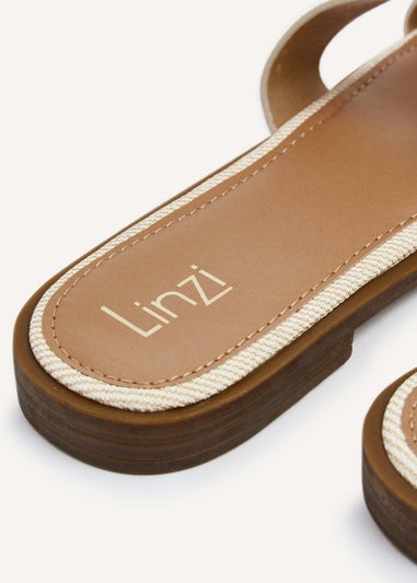 Linzi Vida Ivory Canvas Flat Sandal