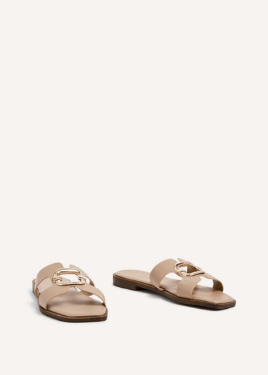 Linzi Vida Mocha Faux Leather Flat Sandal