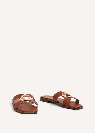 Linzi Vida Tan Faux Leather Flat Sandal