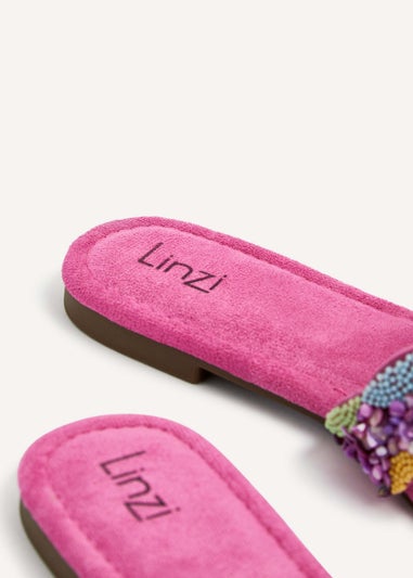 Linzi Zahara Fuchsia Faux Suede Embellished Slider Sandal