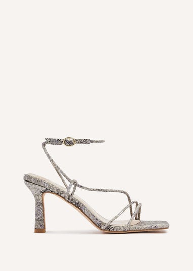 Linzi Vesper Snake Print Faux Leather Strappy Wrap Around Heeled Sandal