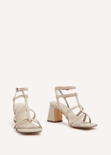 Linzi Velma Nude Faux Leather Gladiator Style Block Heel Sandal