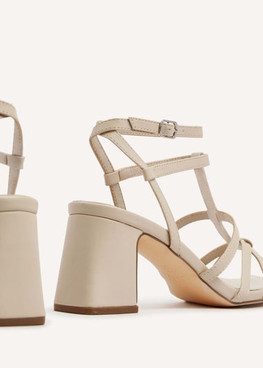 Linzi Velma Nude Faux Leather Gladiator Style Block Heel Sandal