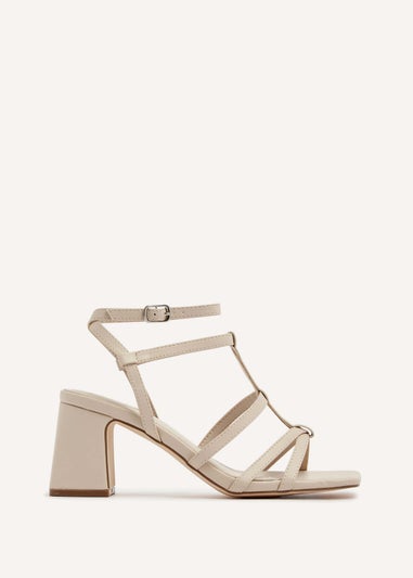 Linzi Velma Nude Faux Leather Gladiator Style Block Heel Sandal