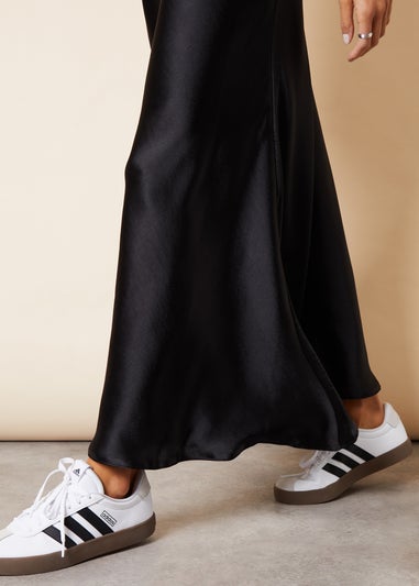 Threadbare Black Ariel Satin Maxi Slip Skirt